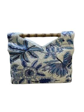 TIK TOK Beaded Blue Embroidery Bag